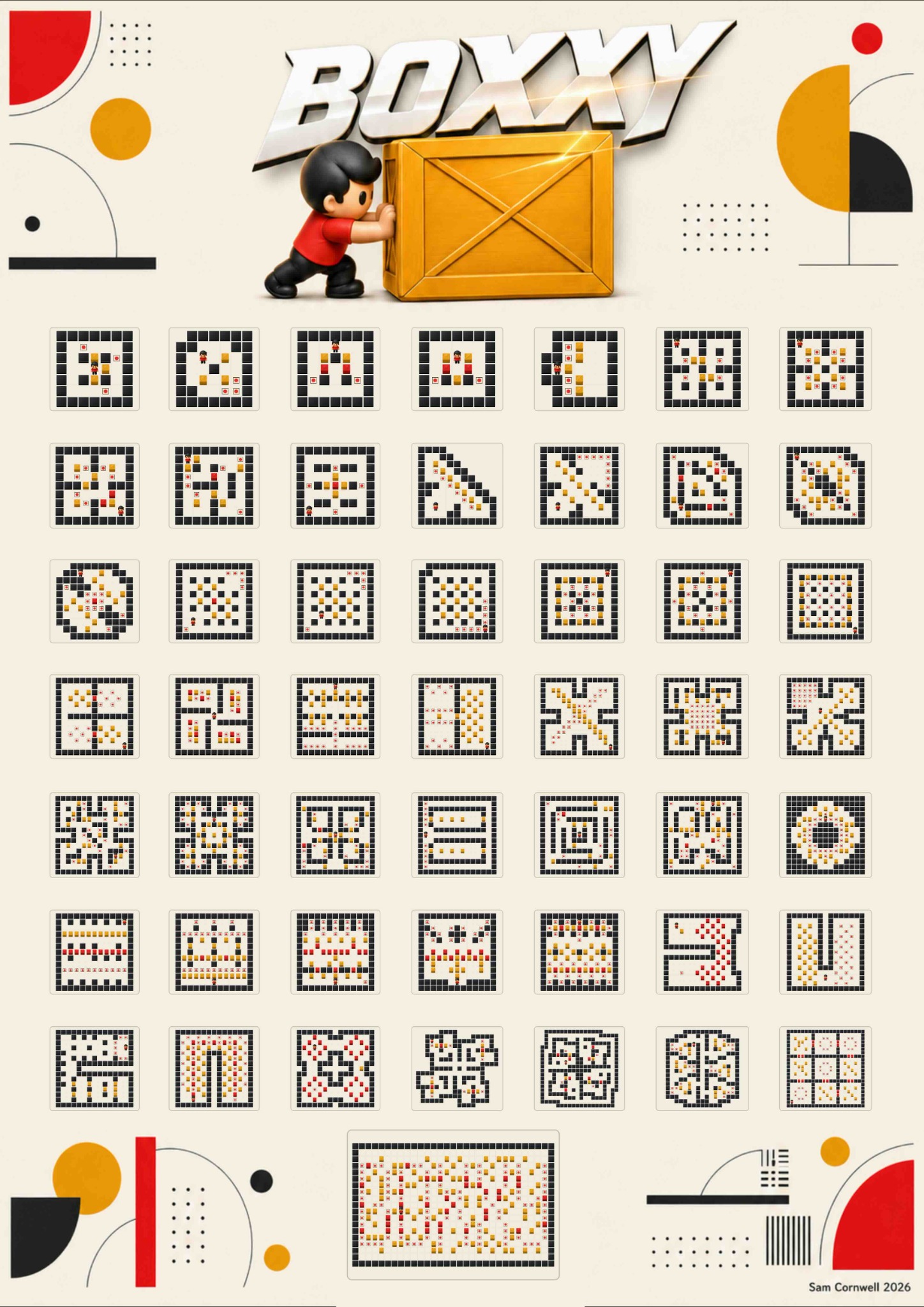 BOXXY poster featuring the original 50 puzzle levels